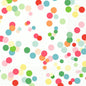 Cerchi pastello giocosi e colorati su sfondo bianco, accentuati da linee punteggiate deboli e un ovale rosso "Duni" - ideale per Zellt.-Serv.33 3lg 1/4 - Happy Bubbles | Confezione (250 tovaglioli) di Duni GmbH.