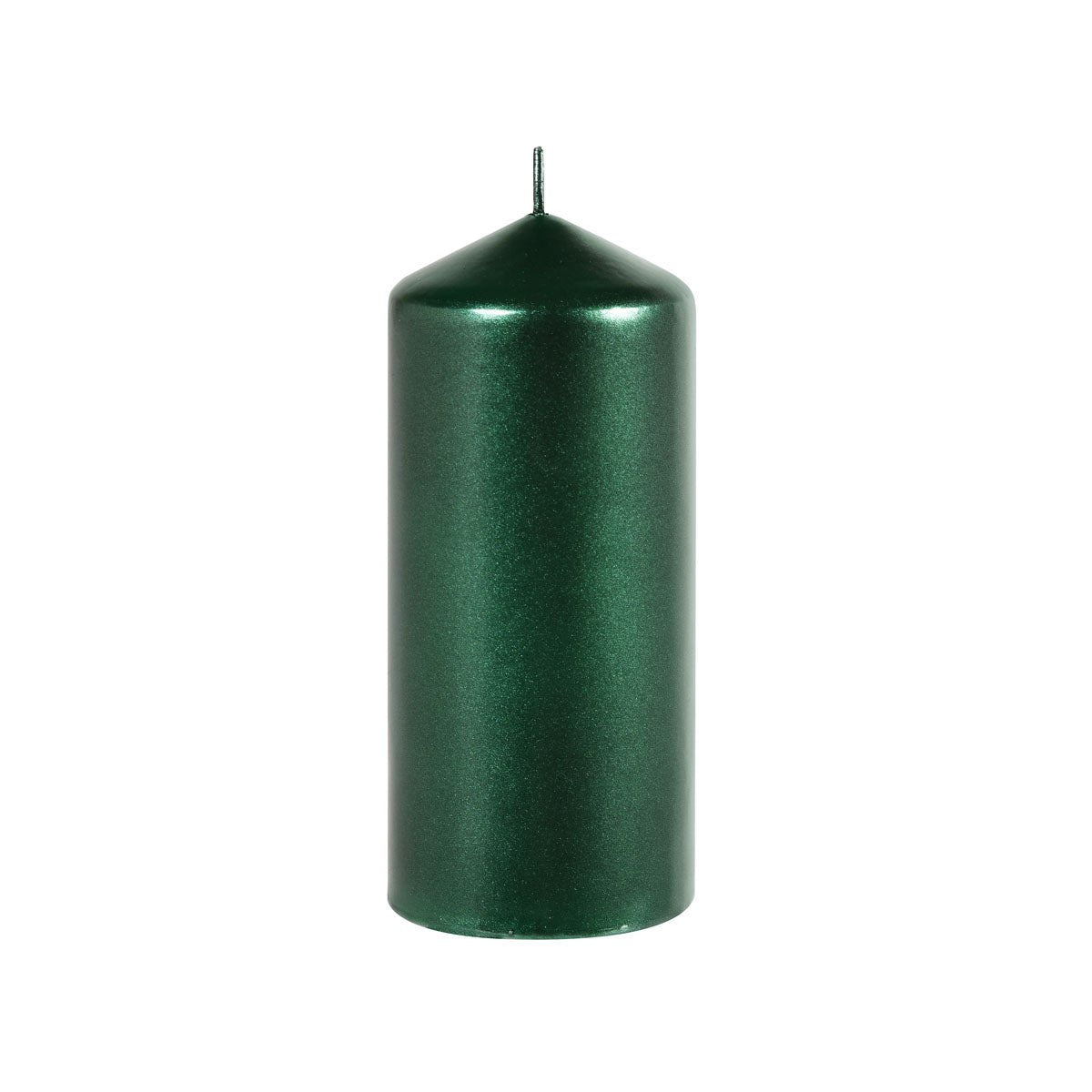 La candela a colonna 70x150mm Metallic di Duni GmbH è una candela alta, cilindrica e verde con un singolo stoppino e una punta appuntita - perfetta per tutti coloro che apprezzano le candele a colonna eleganti e senza fumo.