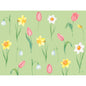 Mit den Duni GmbH Papier-Tischsets Frühlingsmelodie 30x40 cm mit aquarellierten Tulpen, Schneeglöckchen und Narzissen auf hellgrünem Untergrund setzen Sie frische Akzente in der Saison. 250 Stück.