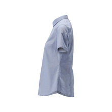 Camicia, manica corta, classica da donna, blusa da donna elasticizzata, di colore azzurro