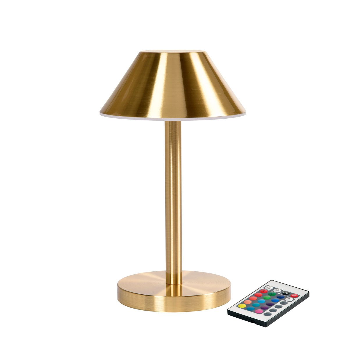 La lampada a LED Zelda Midi in ottone di Duni GmbH con piccolo paralume offre un'illuminazione elegante ed efficiente dal punto di vista energetico per la tua casa e può essere comodamente posizionata accanto a un telecomando. Confezione: 1 pezzo.