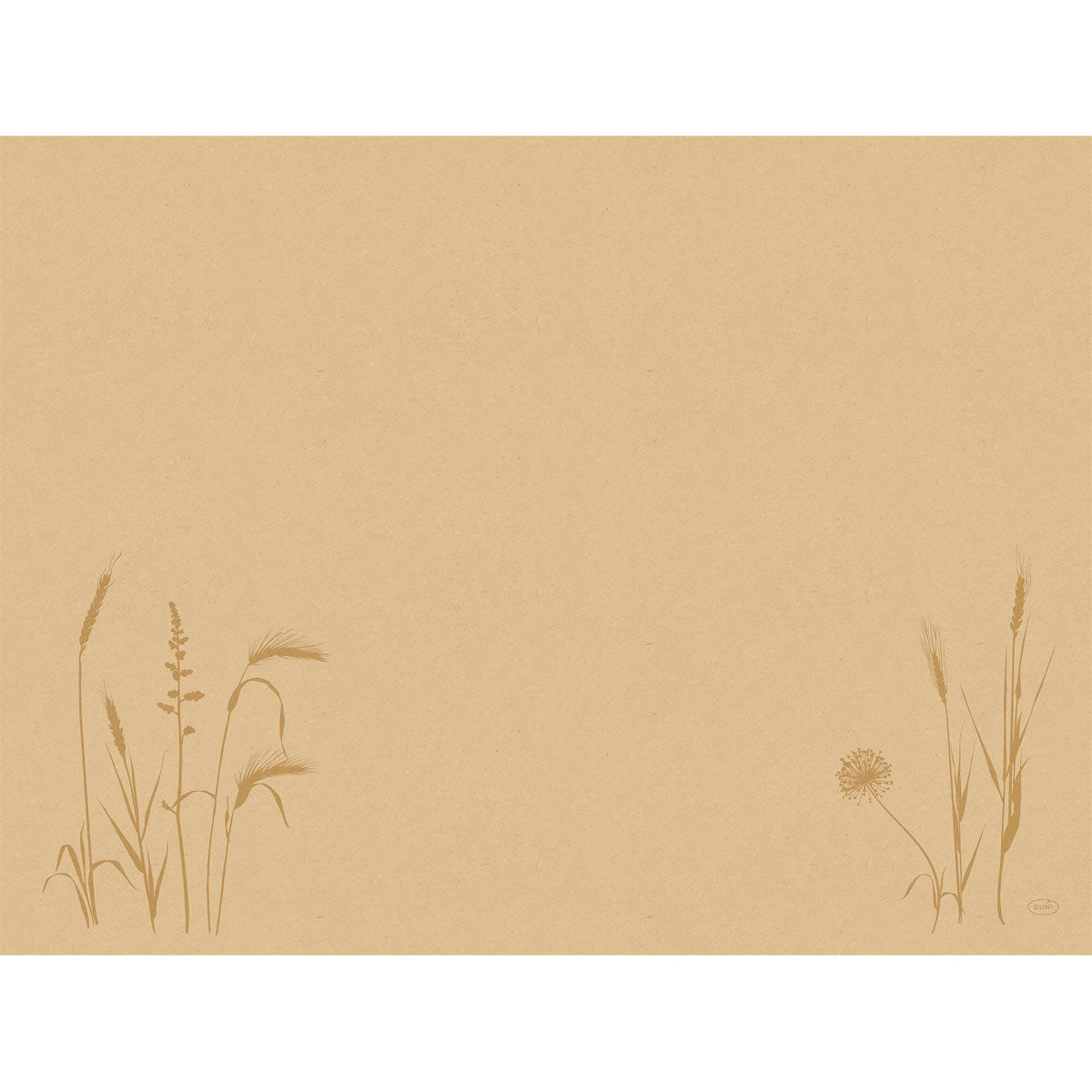 Die Duni GmbH Bio-Dunicel-Sets 30x40 cm Wiese natur sind hellbraune, biologisch abbaubare Tischsets mit schlichter Gras- und Wildblumen-Linienkunst-ideale umweltfreundliche Platzsets für jede Umgebung. Die Packung enthält 100 Stück.