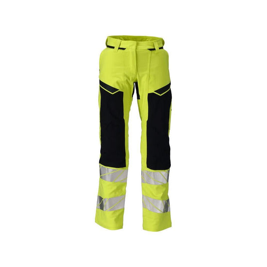 Pantaloni donna DIAMOND tasche sulle ginocchia pantaloni elasticizzati Multisafe alta visibilità giallo/nero-blu