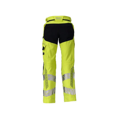 Pantaloni donna DIAMOND tasche sulle ginocchia pantaloni elasticizzati Multisafe alta visibilità giallo/nero-blu