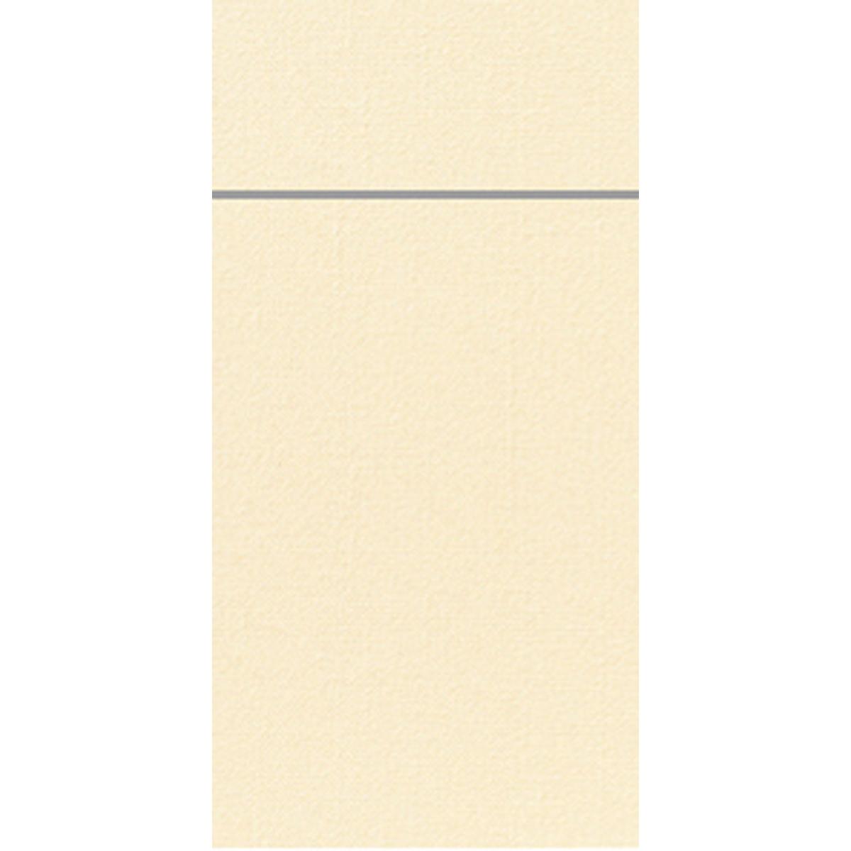 Ein beigefarbener, strukturierter Hintergrund mit einer einzigen dünnen, horizontalen grauen Linie im oberen Bereich, inspiriert von dem klaren Design des Duniletto-Slim 40x33cm der Duni GmbH.