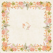 La tovaglia quadrata beige in Bio-Dunicel 84x84cm della Duni GmbH è decorata con un bordo floreale autunnale con accenti di zucca piccante in arancione, verde e crema - ideale per una decorazione della tavola sostenibile. Confezione: 20 pezzi.