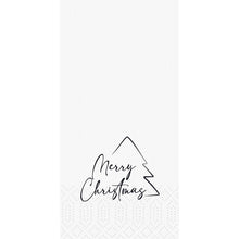 Minimalistisches Design mit einem schwarz umrandeten Weihnachtsbaum und "Frohe Weihnachten" in Schreibschrift auf weißem, gepunktetem Hintergrund - ideal für Duni GmbH Servietten 33x33 2-lagig 1/8 Merry Xmas Tree, Packung (300 Stück).