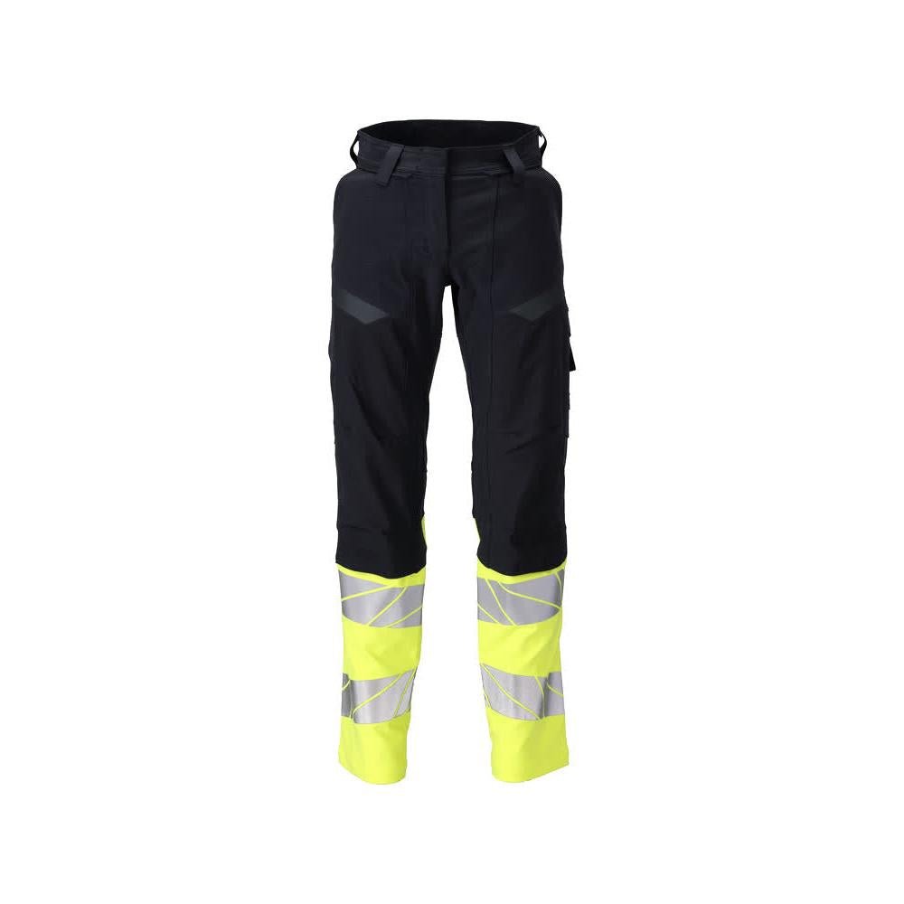 Pantaloni donna DIAMOND tasche sulle ginocchia pantaloni elasticizzati Multisafe nero blu/giallo alta visibilità