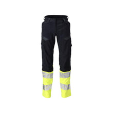 Pantaloni donna DIAMOND tasche sulle ginocchia pantaloni elasticizzati Multisafe nero blu/giallo alta visibilità