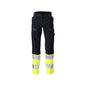 Pantaloni donna DIAMOND tasche sulle ginocchia pantaloni elasticizzati Multisafe nero blu/giallo alta visibilità