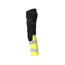 Pantaloni donna DIAMOND tasche sulle ginocchia pantaloni elasticizzati Multisafe nero blu/giallo alta visibilità