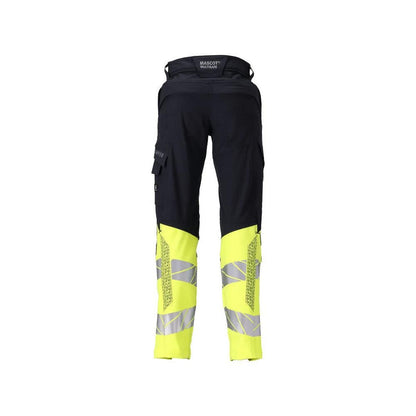Pantaloni donna DIAMOND tasche sulle ginocchia pantaloni elasticizzati Multisafe nero blu/giallo alta visibilità