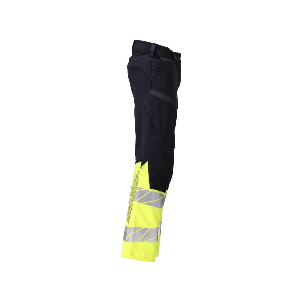 Pantaloni donna DIAMOND tasche sulle ginocchia pantaloni elasticizzati Multisafe nero blu/giallo alta visibilità