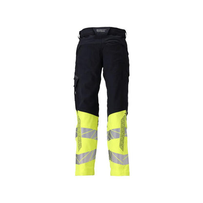 Pantaloni, tasche al ginocchio, pantaloni ULTIMATE STRETCH Multisafe, nero blu/giallo alta visibilità