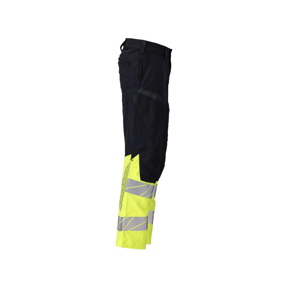 Pantaloni, tasche al ginocchio, pantaloni ULTIMATE STRETCH Multisafe, nero blu/giallo alta visibilità