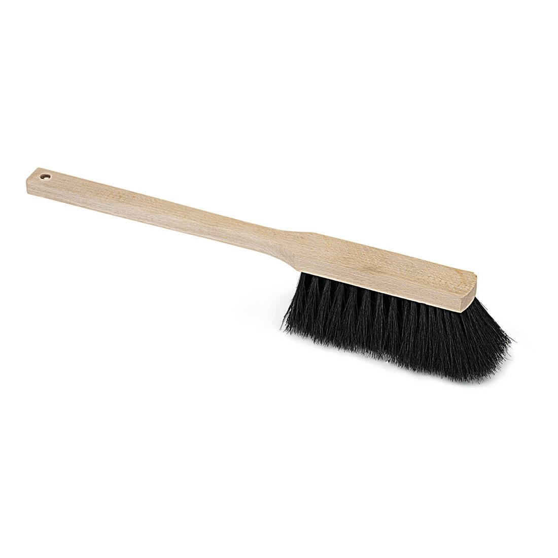 La scopa a mano con manico lungo Nölle Profi, 43 cm, ha setole naturali dense e un manico in legno chiaro con foro per appenderla. Raffigurata su sfondo bianco. Marca: Nölle Profi Pinsel Bürsten- & Pinseltechnik e.K.
