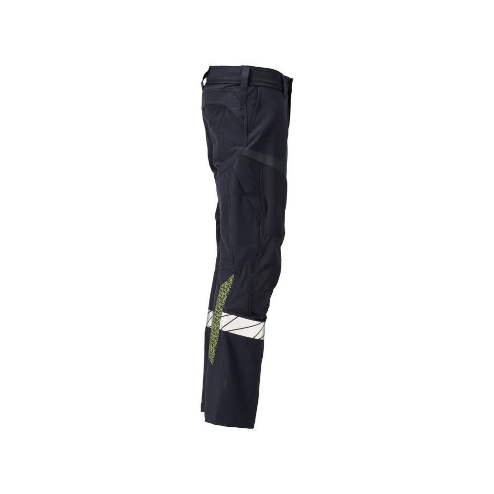 Pantaloni, tasche al ginocchio, pantaloni ULTIMATE STRETCH Multisafe, nero blu/giallo alta visibilità