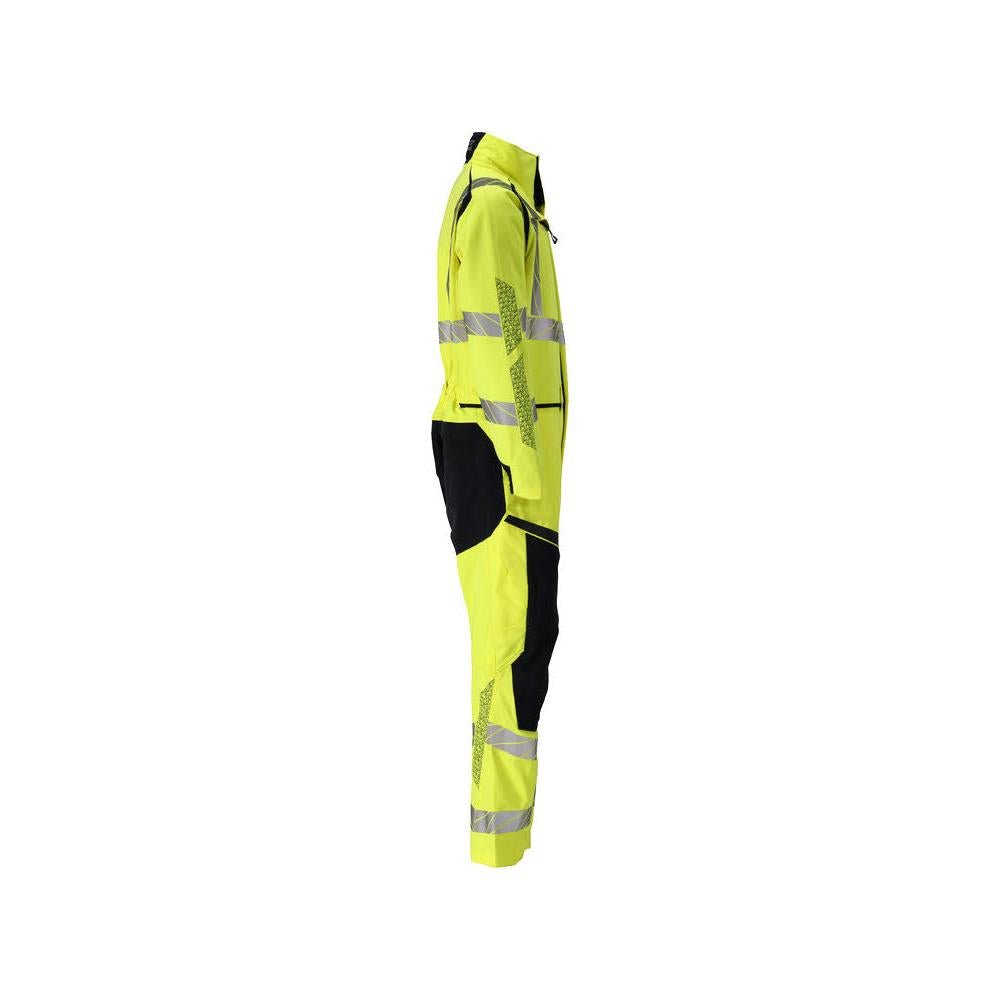 Salopette, tasche sulle ginocchia, inserti elasticizzati combinazione Multisafe, colore giallo/nero-blu ad alta visibilità