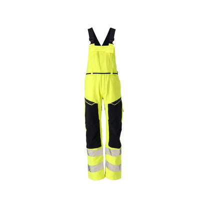 Salopette, tasche sulle ginocchia, inserti elasticizzati Salopette Multisafe, alta visibilità giallo/nero-blu