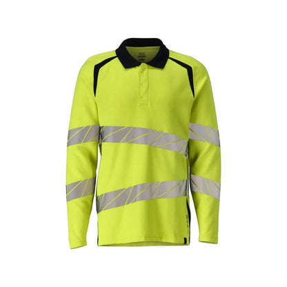 Polo, polo a maniche lunghe Multisafe, giallo alta visibilità/nero-blu