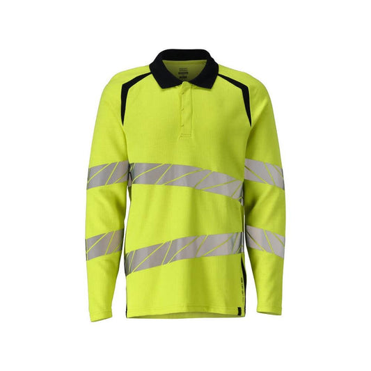 Polo, polo a maniche lunghe Multisafe, giallo alta visibilità/nero-blu
