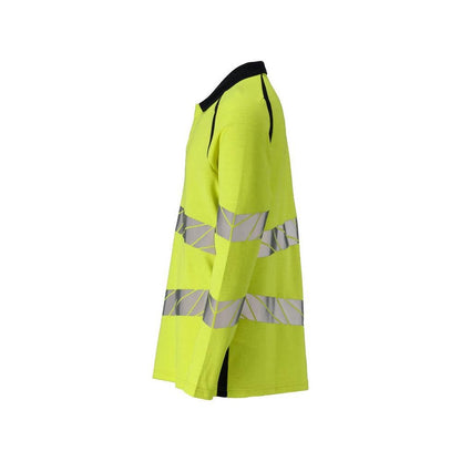 Polo, polo a maniche lunghe Multisafe, giallo alta visibilità/nero-blu