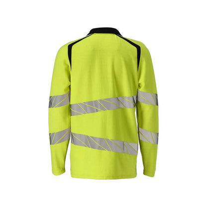 Polo, polo a maniche lunghe Multisafe, giallo alta visibilità/nero-blu