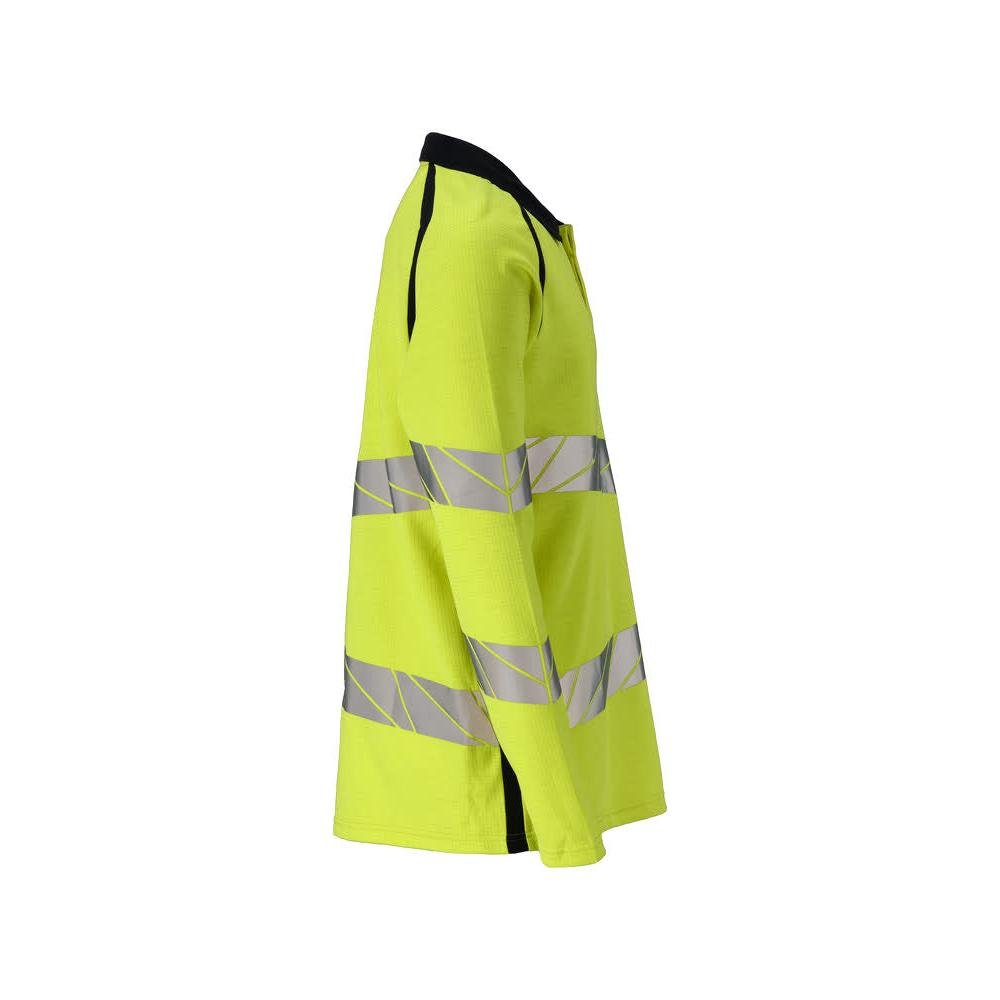 Polo, polo a maniche lunghe Multisafe, giallo alta visibilità/nero-blu