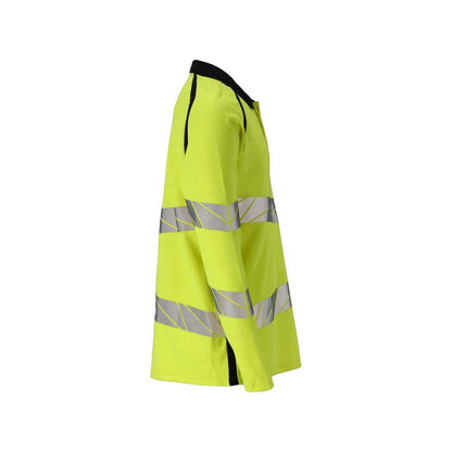 Polo, polo a maniche lunghe Multisafe, giallo alta visibilità/nero-blu