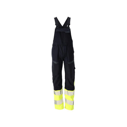 Salopette, tasche sulle ginocchia, inserti elasticizzati Salopette Multisafe, nero blu/giallo alta visibilità