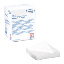 MaiMed-VK-Stoma-non sterile 10x10 cm 4 volte, compresse in pile da 40 g, 100 pezzi/sacchetto di carta | Confezione (100 pezzi)