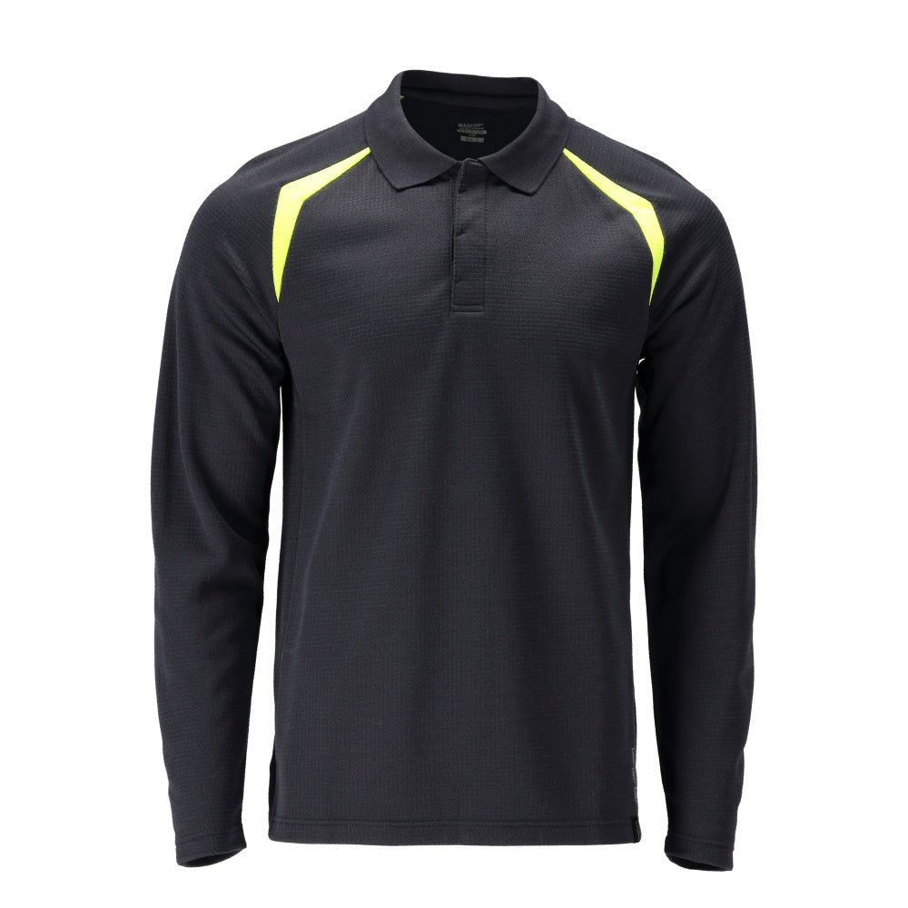 Polo, polo a maniche lunghe Multisafe, nero blu/giallo alta visibilità