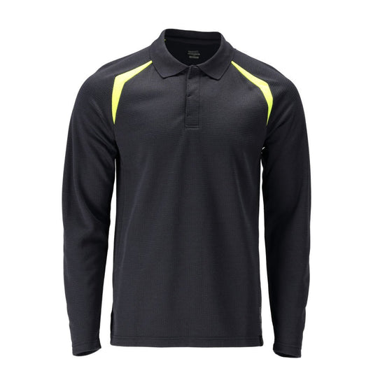 Polo, polo a maniche lunghe Multisafe, nero blu/giallo alta visibilità