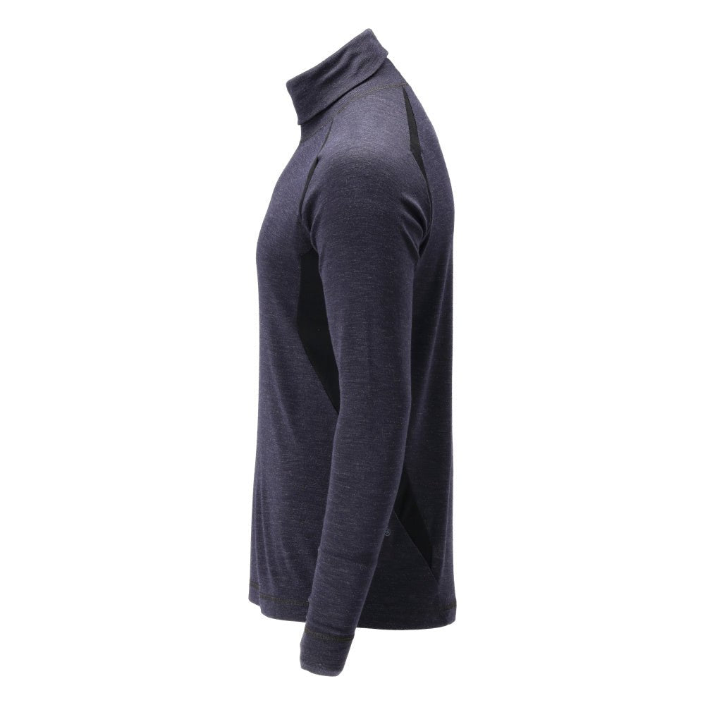 Canottiera funzionale, dolcevita, canottiera in lana Multisafe, nero-blu
