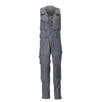 Pantaloni combinati con tasche sulle ginocchia, pantaloni combinati elasticizzati, grigio antracite