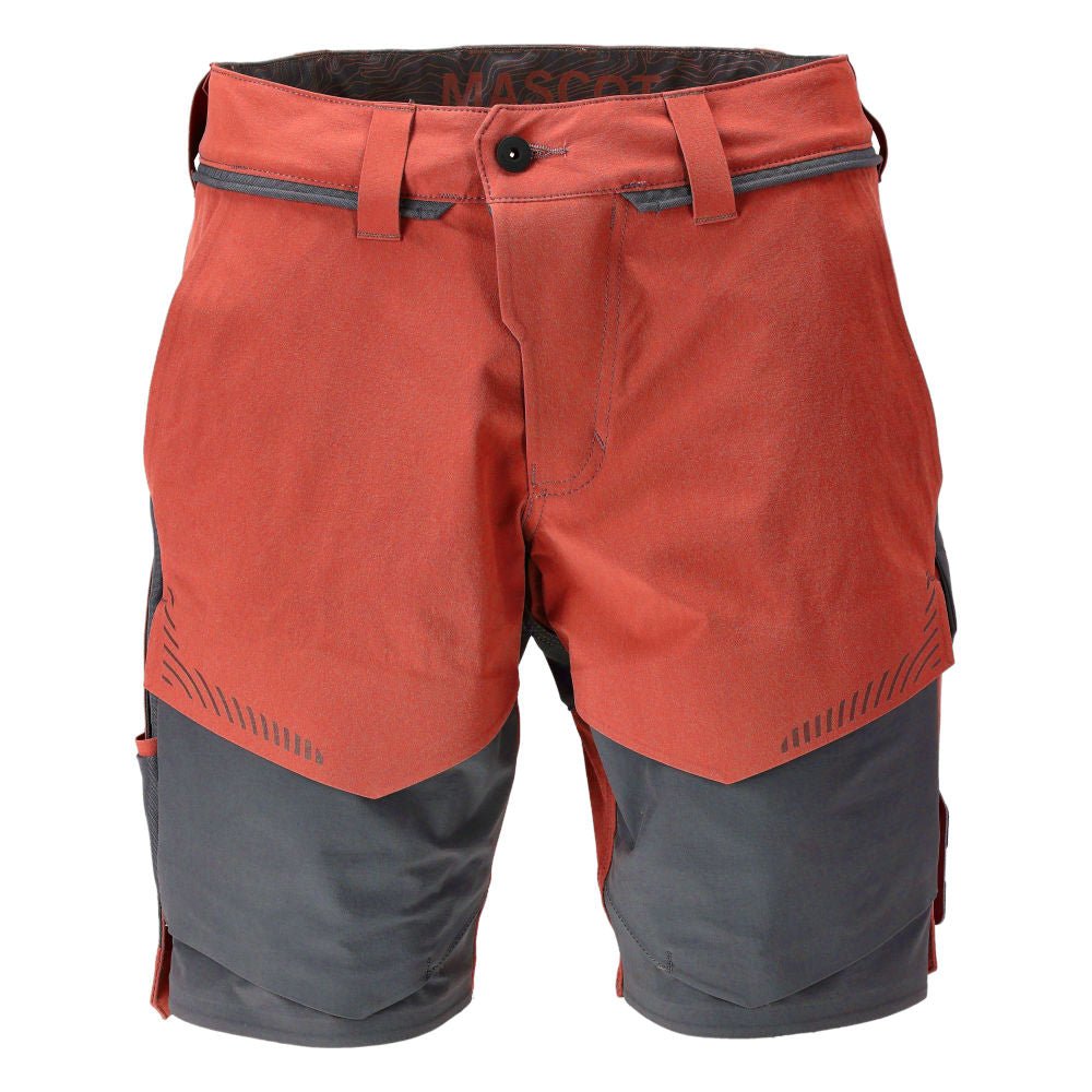 Shorts elasticizzati e leggeri, colore rosso autunno/grigio antracite