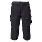 Pantalone tre quarti, tasche al ginocchio, pantalone tre quarti artigianale stretch, nero-blu