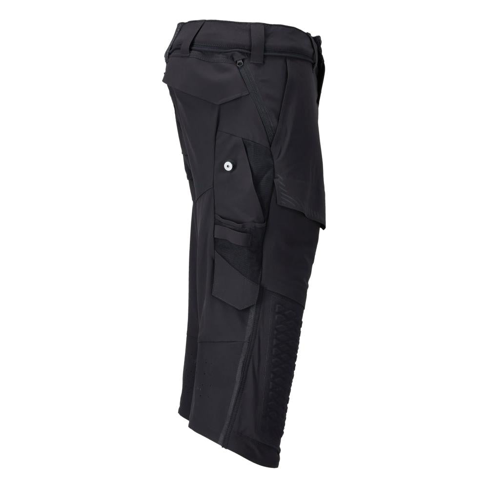 Pantalone tre quarti, tasche al ginocchio, pantalone tre quarti artigianale stretch, nero-blu