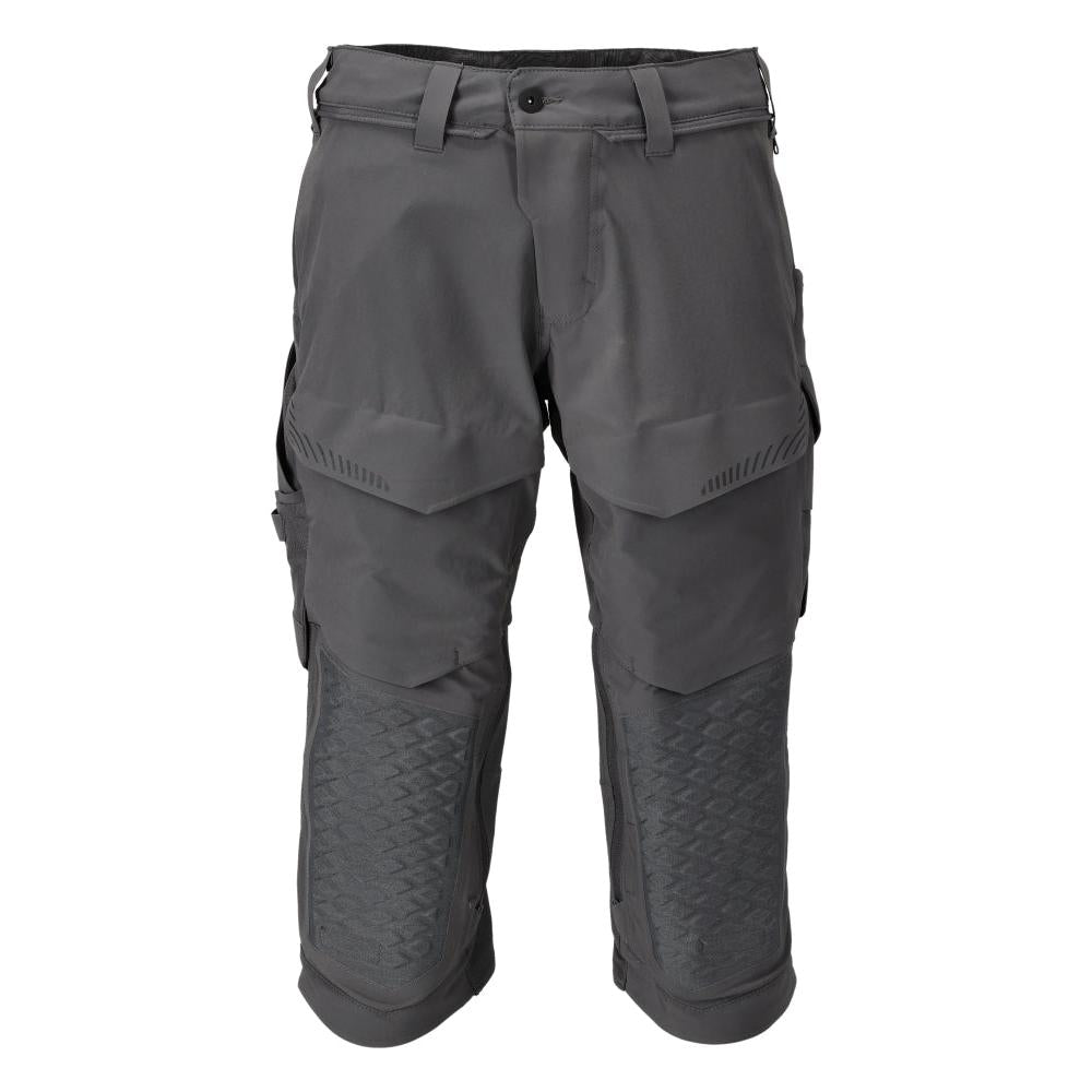 Pantalone tre quarti, tasche al ginocchio, pantalone tre quarti artigianale stretch, grigio antracite