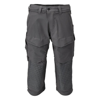 Pantalone tre quarti, tasche al ginocchio, pantalone tre quarti artigianale stretch, grigio antracite