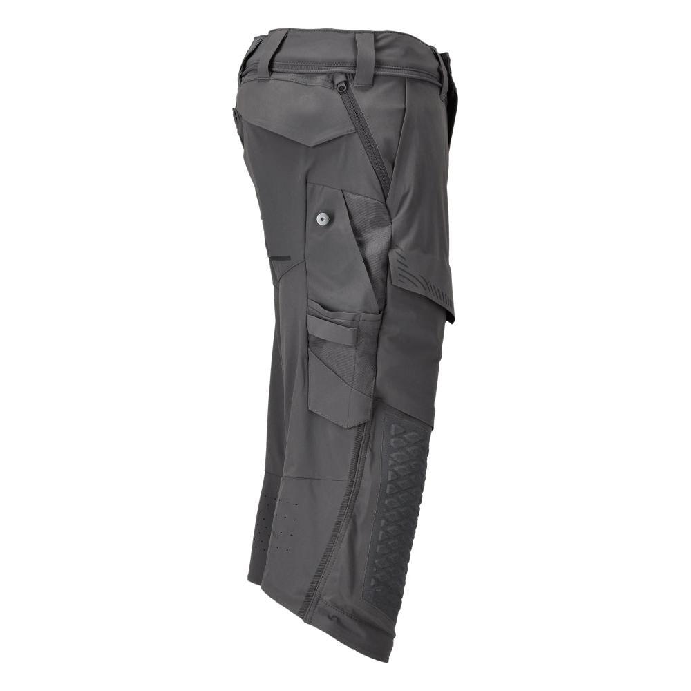Pantalone tre quarti, tasche al ginocchio, pantalone tre quarti artigianale stretch, grigio antracite