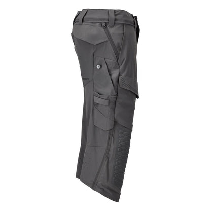 Pantalone tre quarti, tasche al ginocchio, pantalone tre quarti artigianale stretch, grigio antracite