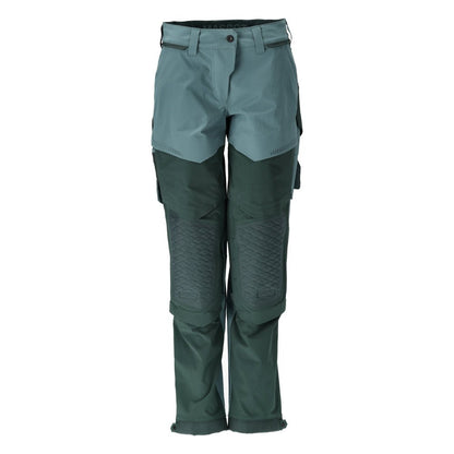 Pantaloni con tasche al ginocchio, pantaloni da donna, verde bosco chiaro/verde bosco