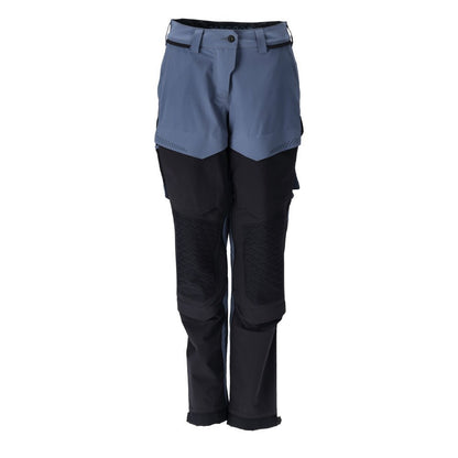 Pantaloni con tasche sulle ginocchia, pantaloni da donna, blu pietra/blu nero