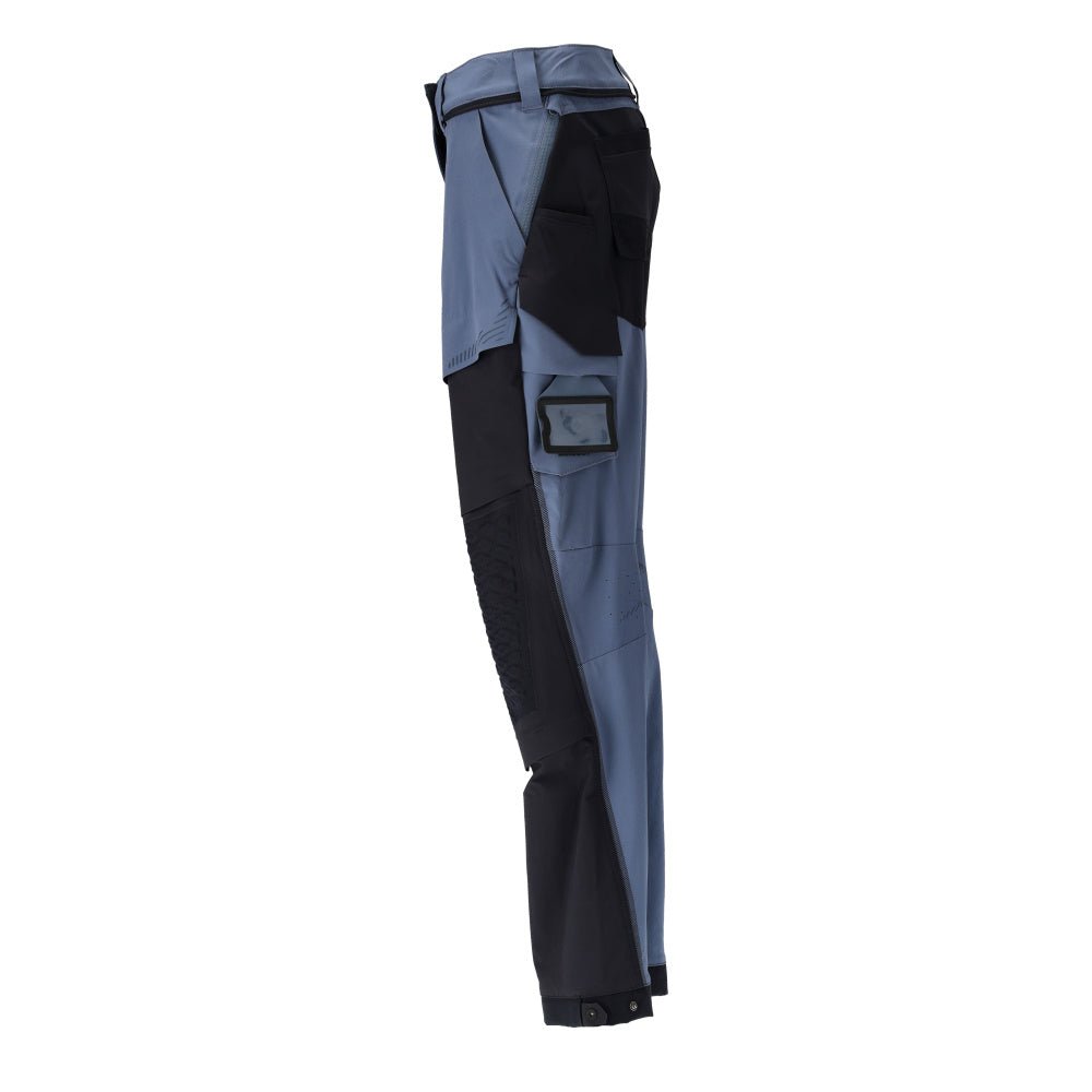 Pantaloni con tasche sulle ginocchia, pantaloni da donna, blu pietra/blu nero