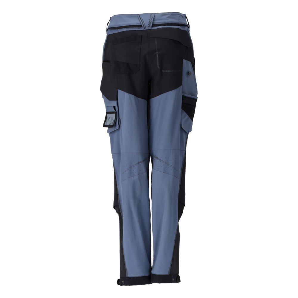 Pantaloni con tasche sulle ginocchia, pantaloni da donna, blu pietra/blu nero