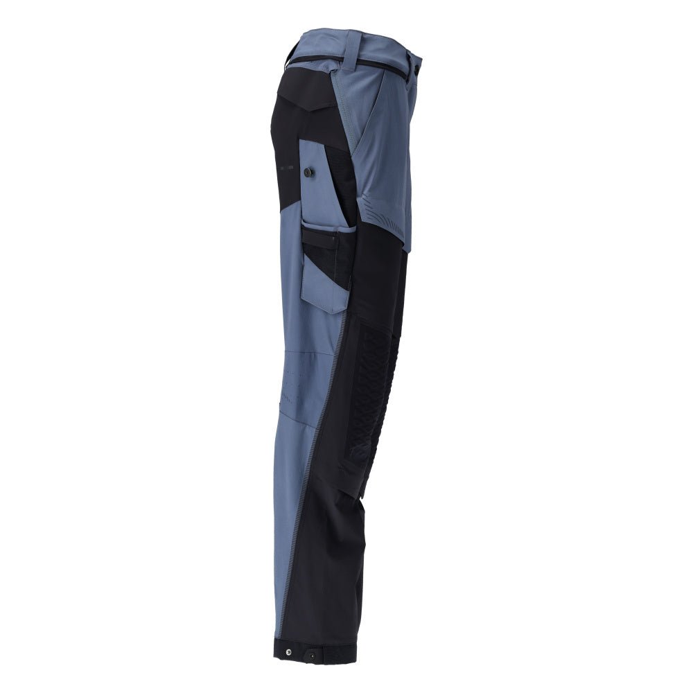 Pantaloni con tasche sulle ginocchia, pantaloni da donna, blu pietra/blu nero