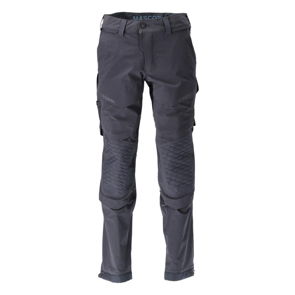 Pantaloni, tasche al ginocchio, elasticizzati, pantaloni leggeri, nero-blu