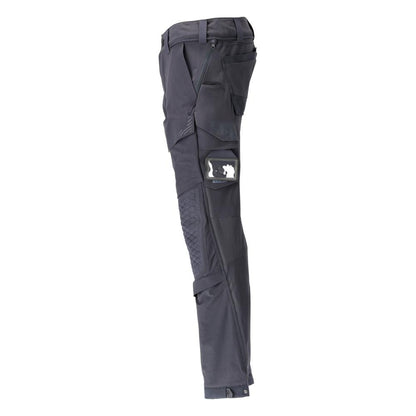 Pantaloni, tasche al ginocchio, elasticizzati, pantaloni leggeri, nero-blu