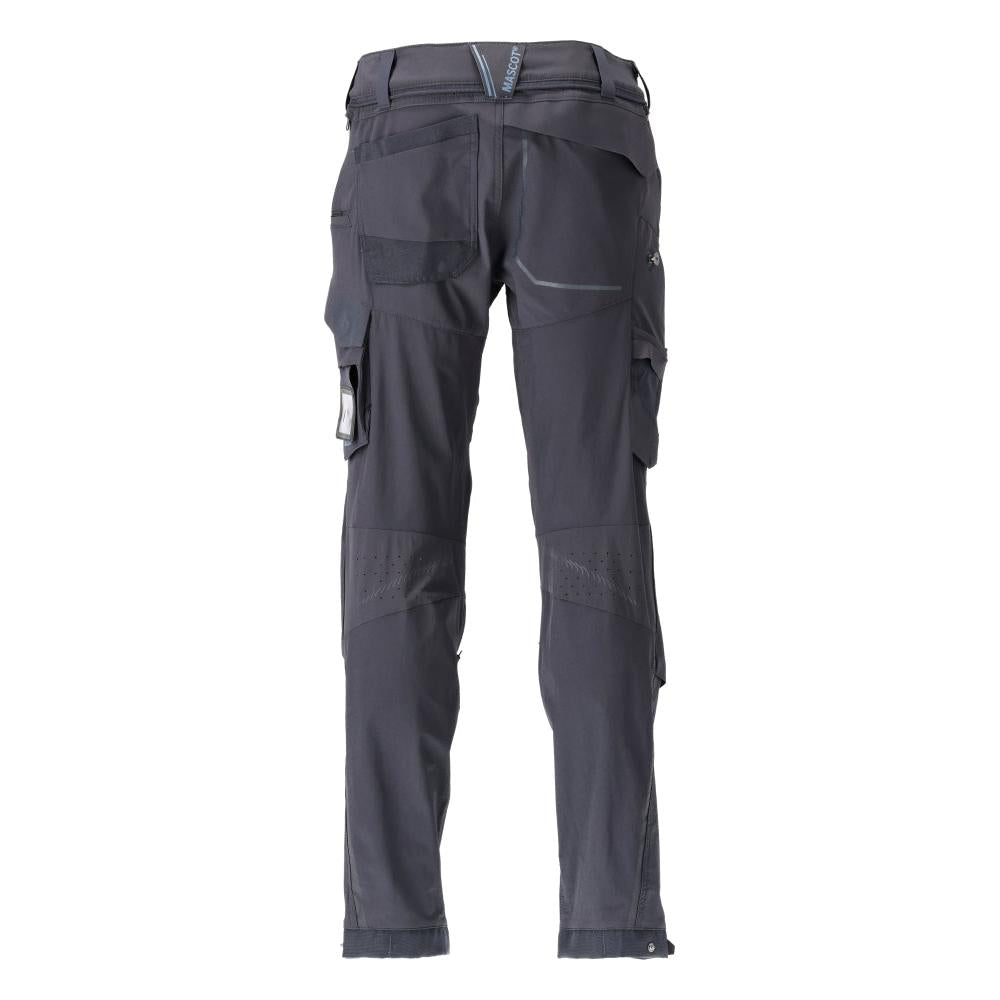 Pantaloni, tasche al ginocchio, elasticizzati, pantaloni leggeri, nero-blu